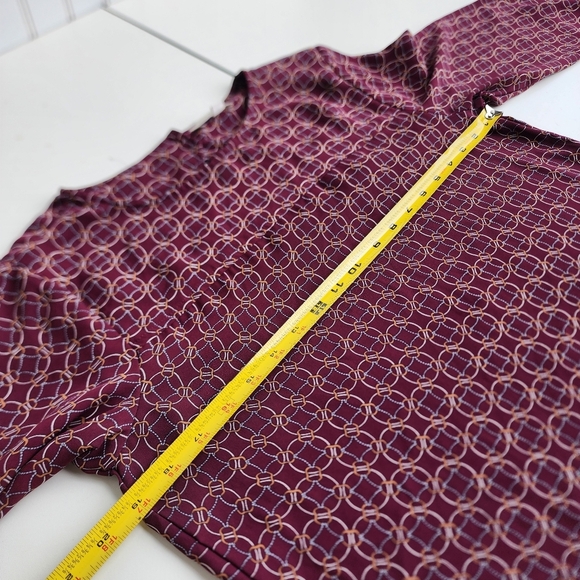 Loft Ann Taylor Burgundy Long Sleeve Red Patterned Keyhole Long Sleeve Blouse S - Picture 9 of 12
